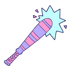 cartoon baseball bat hitting in bright neon color