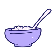 cartoon bowl of rice in bright neon color
