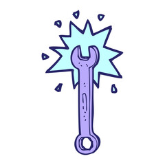 cartoon spanner in bright neon color