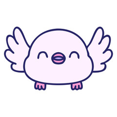 cartoon of a cute baby bird in bright neon color