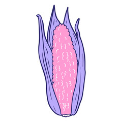 cartoon organic corn in bright neon color