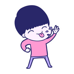 happy cartoon boy in bright neon color