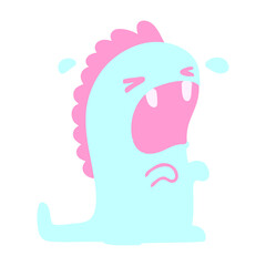 crying dinosaur in bright neon color