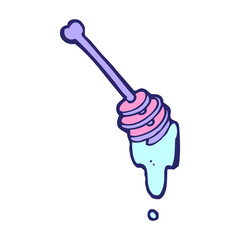 cartoon honey in bright neon color