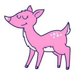 cartoon deer in bright neon color