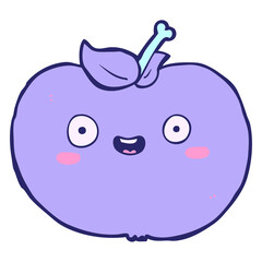 cartoon apple in bright neon color