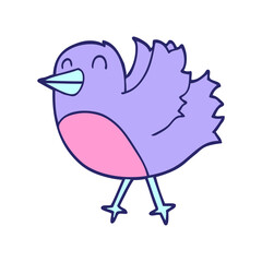 cartoon bird in bright neon color