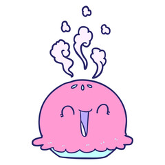 cartoon happy pie in bright neon color