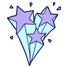 shooting stars cartoon in bright neon color