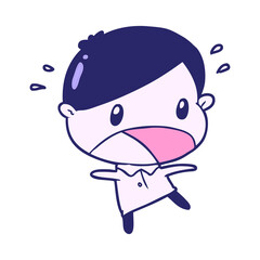 cute cartoon shocked man in bright neon color