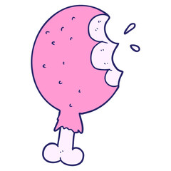 cartoon chicken leg in bright neon color