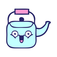 Fototapeta premium cute cartoon of a kettle in bright neon color