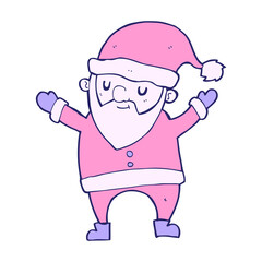 cartoon dancing santa in bright neon color