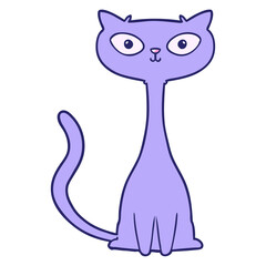 cartoon cat in bright neon color