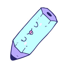 cute cartoon pencil in bright neon color