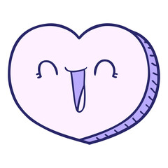 cartoon love heart in bright neon color