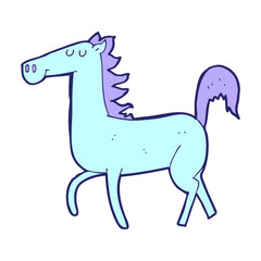 cartoon horse in bright neon color
