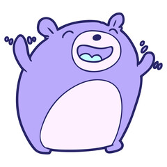 cartoon bear laughing in bright neon color