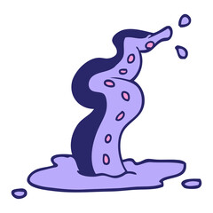 cartoon doodle spooky tentacle in bright neon color