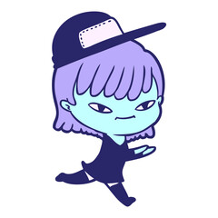 cartoon woman in bright neon color