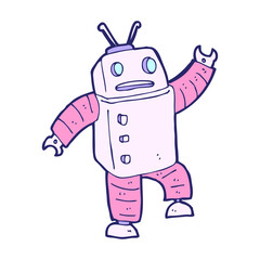 cartoon robot in bright neon color