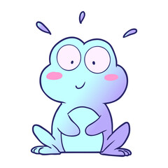 cute cartoon frog in bright neon color