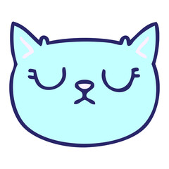 hand drawn quirky cartoon crying cat in bright neon color