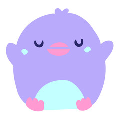 cartoon penguin in bright neon color