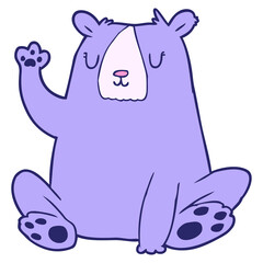 cartoon bear;waving in bright neon color