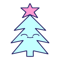 Fototapeta premium cute cartoon of a christmas tree in bright neon color