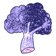 cartoon broccoli in bright neon color