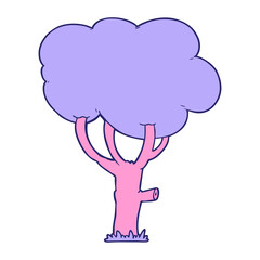 cartoon tree in bright neon color