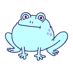 hand drawn quirky cartoon frog in bright neon color