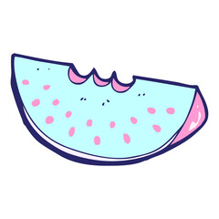 cartoon watermelon slice in bright neon color