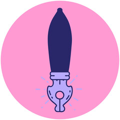 icon of a tattoo style fountain pen in bright neon color