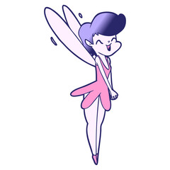 cartoon fairy in bright neon color