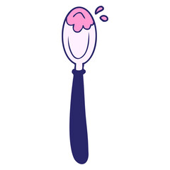 cartoon spoon in bright neon color