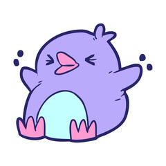cartoon penguin in bright neon color