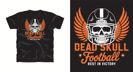 Fototapeta premium T-shirt design with Dead skull Football rest in victory typography motivational t-shirt design