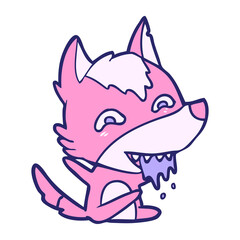 fox cartoon character in bright neon color