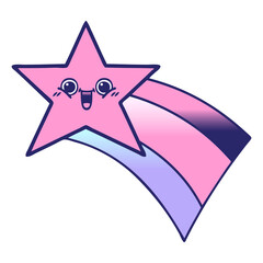 gradient shaded cartoon of a shooting rainbow star in bright neon color