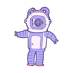 cartoon deep sea diver in bright neon color