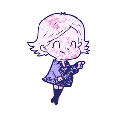 cartoon friendly girl in bright neon color