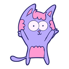 happy cartoon cat in bright neon color