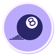 sticker of tattoo in traditional style of 8 ball in bright neon color