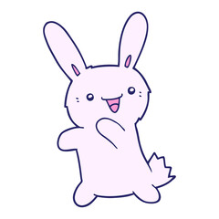 cartoon rabbit in bright neon color