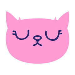 hand drawn quirky cartoon crying cat in bright neon color