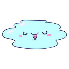 cartoon puddle with face in bright neon color
