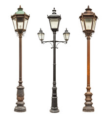 old street lamp transparent PNG set bundle, isolated background