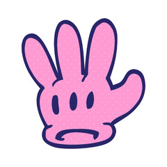 traditional cartoon doodle glove in bright neon color